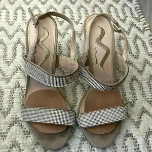 Nina Nude & Rhinestones Strappy Sandals